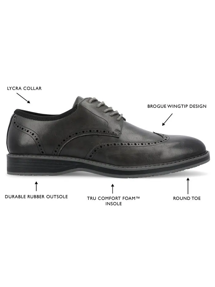 Мужские гибридные модельные туфли из пеноматериала Ozzy Wingtip Tru Comfort Vance Co. — изображение 8 из 8, темно-серый