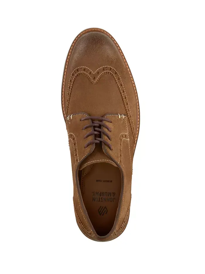 Мужские повседневные туфли Calder Wingtip с круглым носком Johnston & Murphy — изображение 4 из 5, бежевый/бежевый