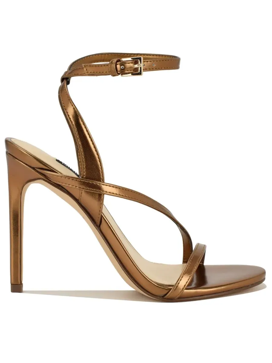 Женские босоножки Miorla на высоком каблуке с ремешками Nine West — изображение 2 из 5, темный золотистый