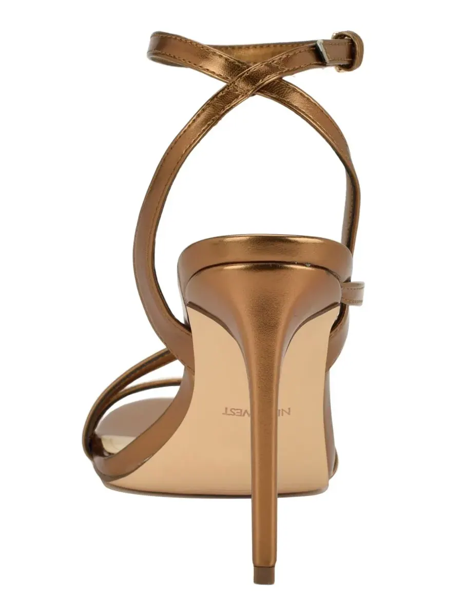 Женские босоножки Miorla на высоком каблуке с ремешками Nine West — изображение 3 из 5, темный золотистый
