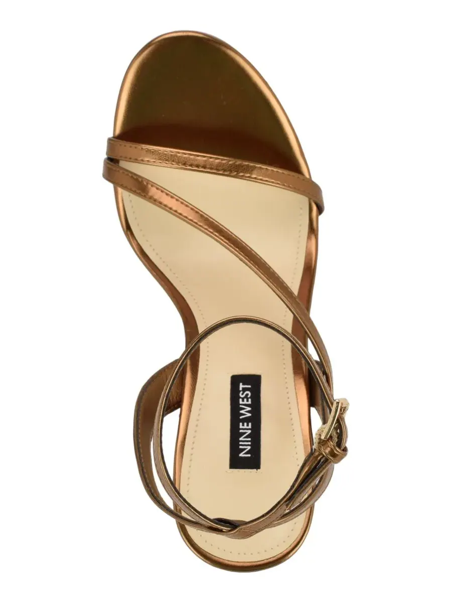 Женские босоножки Miorla на высоком каблуке с ремешками Nine West — изображение 4 из 5, темный золотистый
