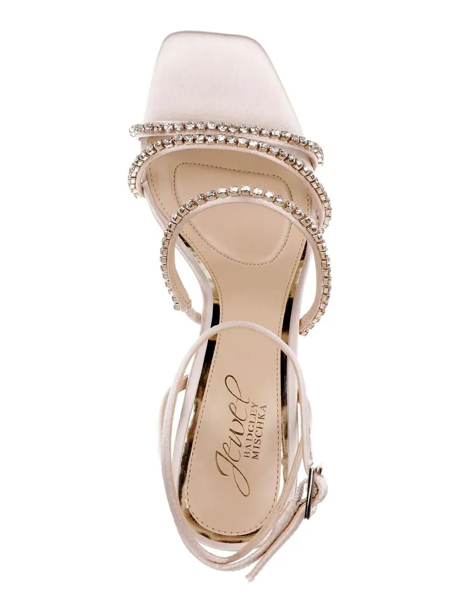 Женские сандалии Paulette с квадратным носком Jewel Badgley Mischka — изображение 4 из 5, шампань