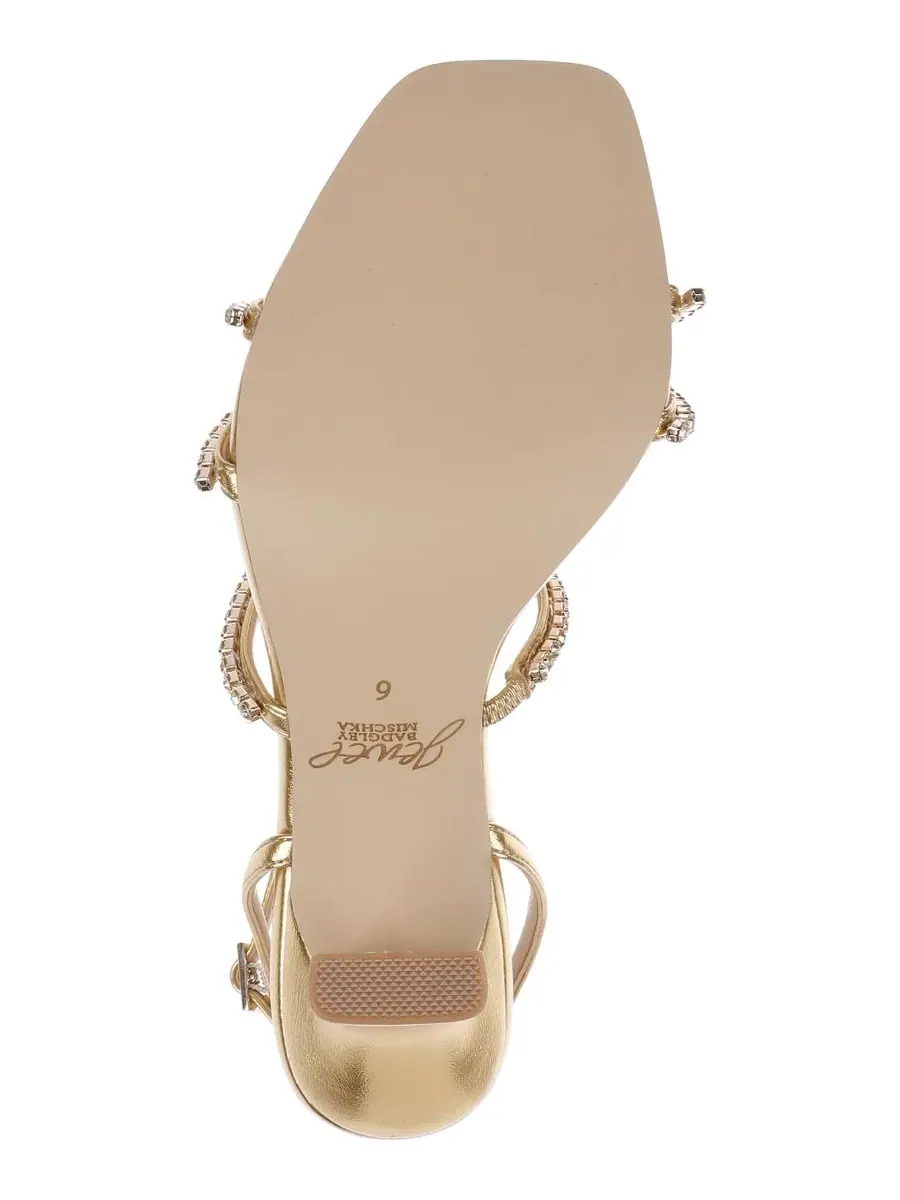 Женские сандалии Paulette с квадратным носком Jewel Badgley Mischka — изображение 5 из 5, золотистый металлик