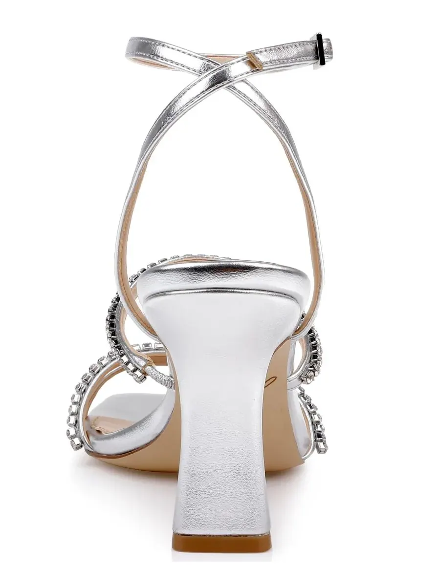 Женские сандалии Paulette с квадратным носком Jewel Badgley Mischka, серебро metallic — изображение 3 из 5