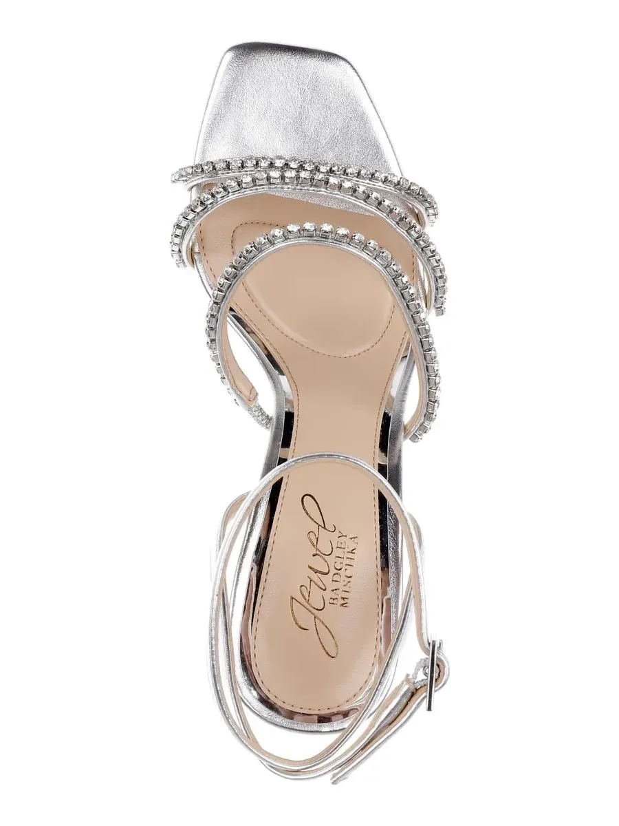 Женские сандалии Paulette с квадратным носком Jewel Badgley Mischka, серебро metallic — изображение 4 из 5
