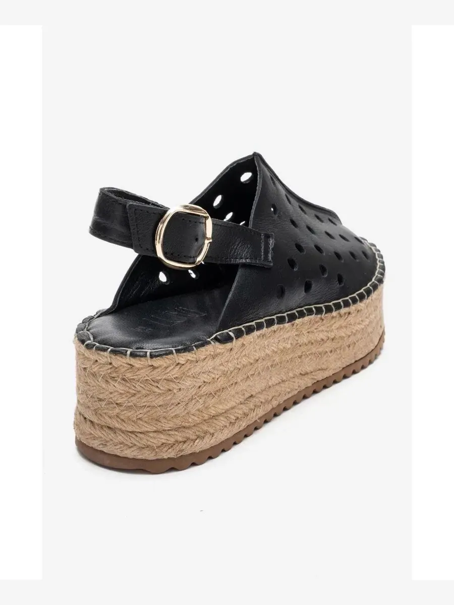 Женские кожаные сандалии на танкетке Fraga Forever & Always Shoes — изображение 5 из 5, черный