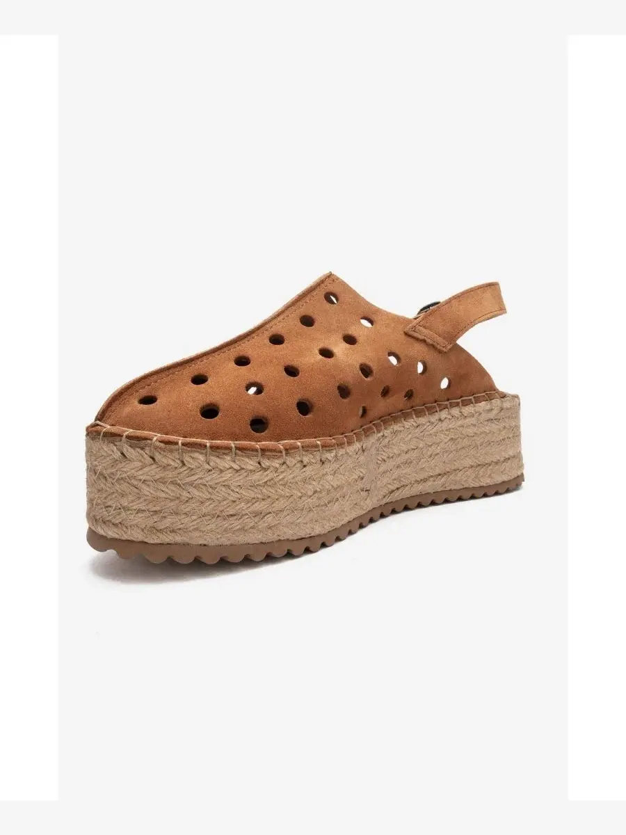 Женские кожаные сандалии на танкетке Fraga Forever & Always Shoes — изображение 4 из 5, коньячный