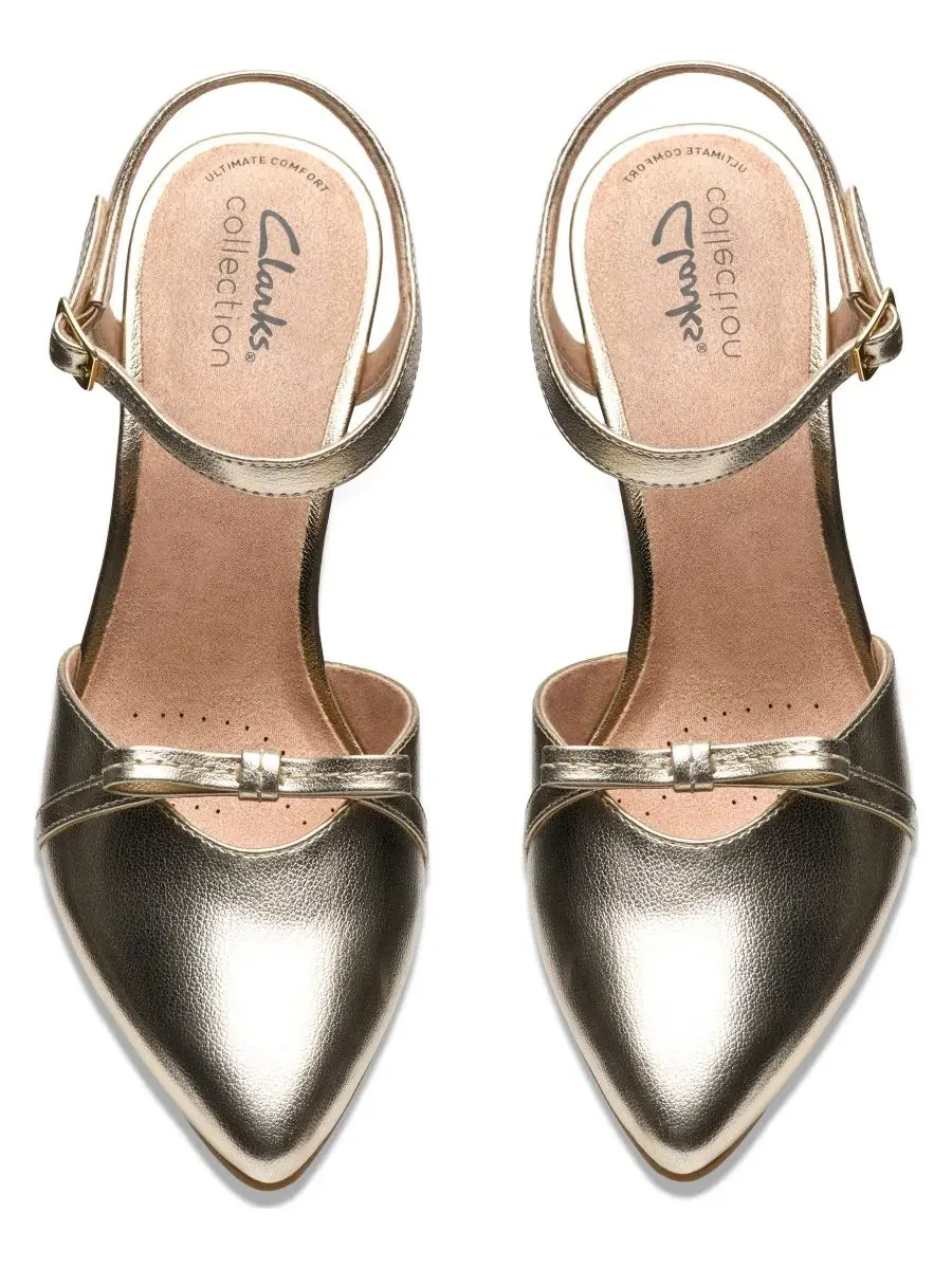 Туфли-лодочки женские Clarks Tammitha Bar, с острым носком — изображение 5 из 8, золотистый металлик