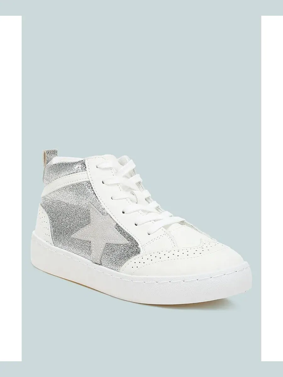Кроссовки женские с принтом Star Patchwork, модель Sonic Star London Rag — изображение 1 из 6, серебряный