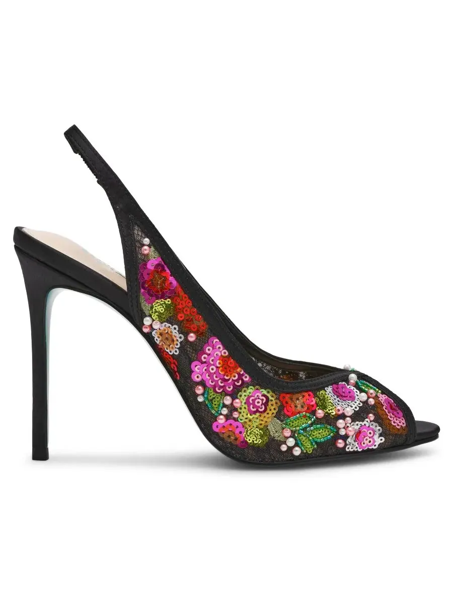 Босоножки-слингбэки Gerri с вышивкой Betsey Johnson — изображение 2 из 5, черный