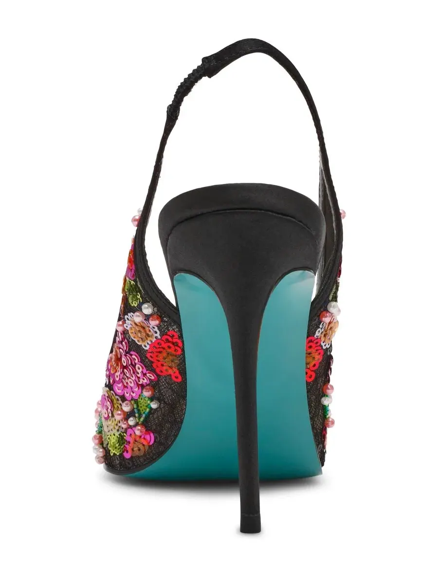 Босоножки-слингбэки Gerri с вышивкой Betsey Johnson — изображение 3 из 5, черный