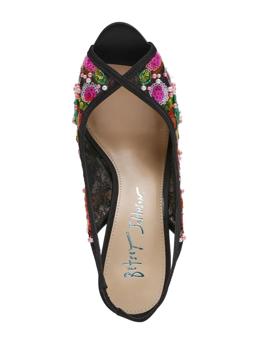 Босоножки-слингбэки Gerri с вышивкой Betsey Johnson — изображение 4 из 5, черный