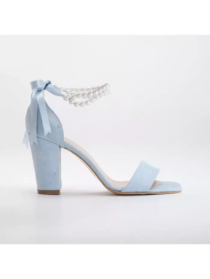 Мелисса Блок Хилс Сэндлс с жемчугом Forever & Always Shoes — изображение 1 из 9, синий