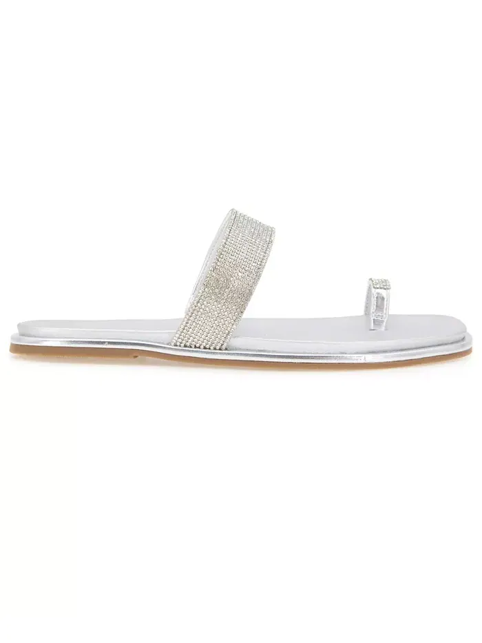 Женские сандалии Wilfred Toe Loop Flat Kenneth Cole Reaction — изображение 2 из 8, серебряный