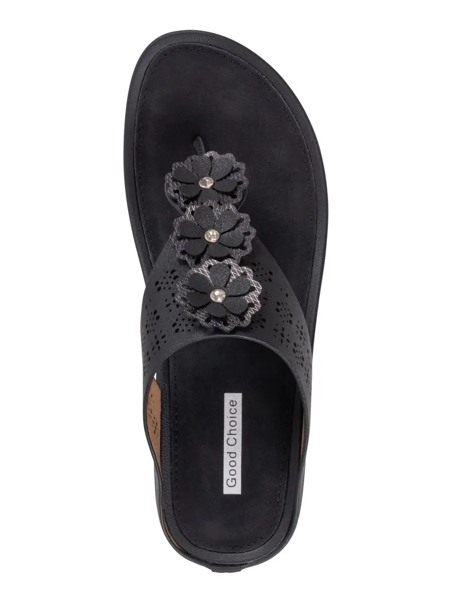 Женские сандалии на танкетке Rana с цветочным принтом Gc Shoes — изображение 4 из 5, черный
