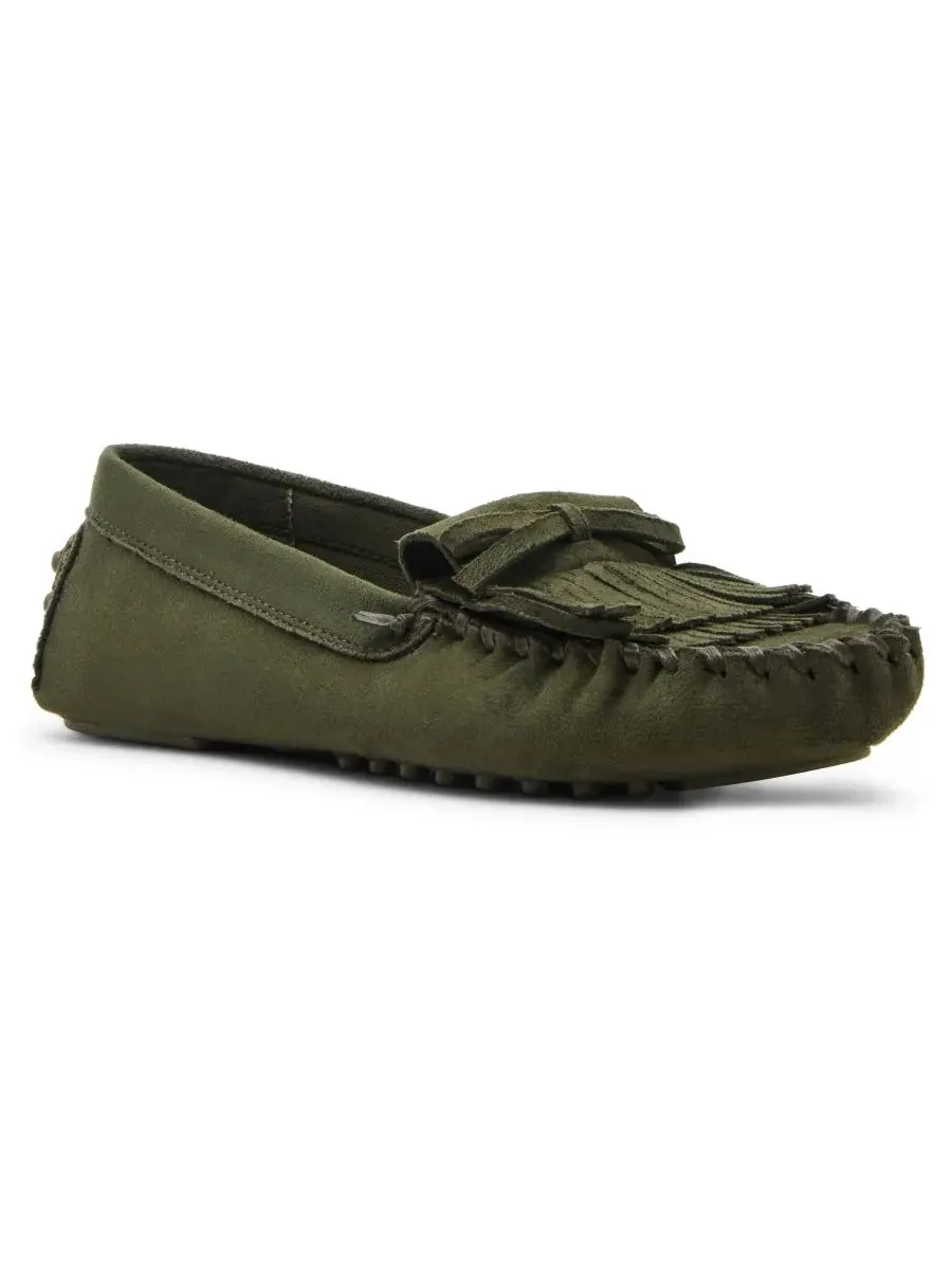 Женские лоферы Cali Kiltie Driver Anne Klein, оливковый suede