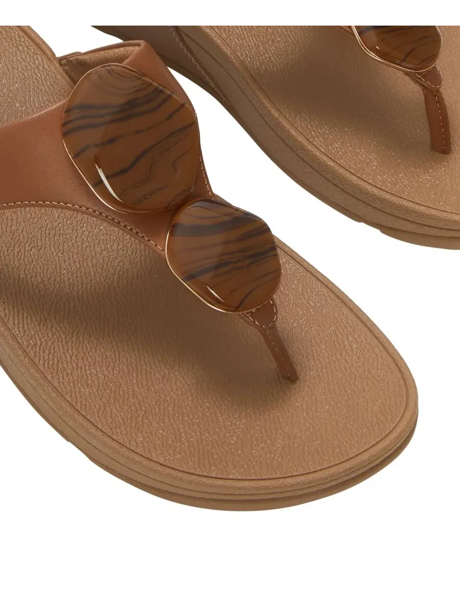 Женские сандалии-танкетки Lulu Marbled-Stone на ремешке FitFlop — изображение 6 из 7, глубокий бежевый