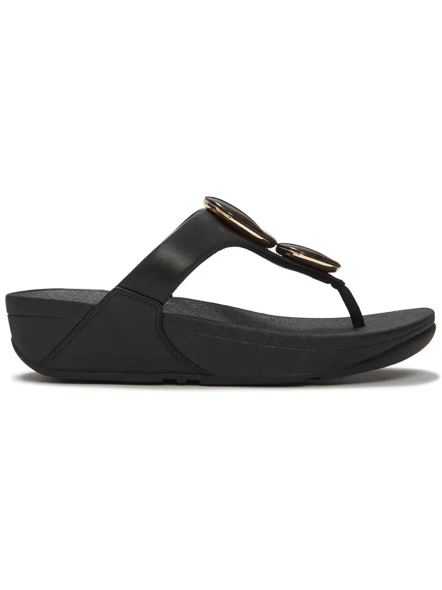 Сандалии-клины Lulu Marbled-Stone с отделкой из камня FitFlop — изображение 2 из 6, черный
