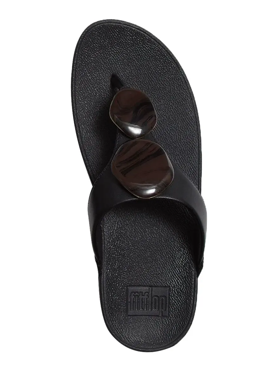 Сандалии-клины Lulu Marbled-Stone с отделкой из камня FitFlop — изображение 3 из 6, черный