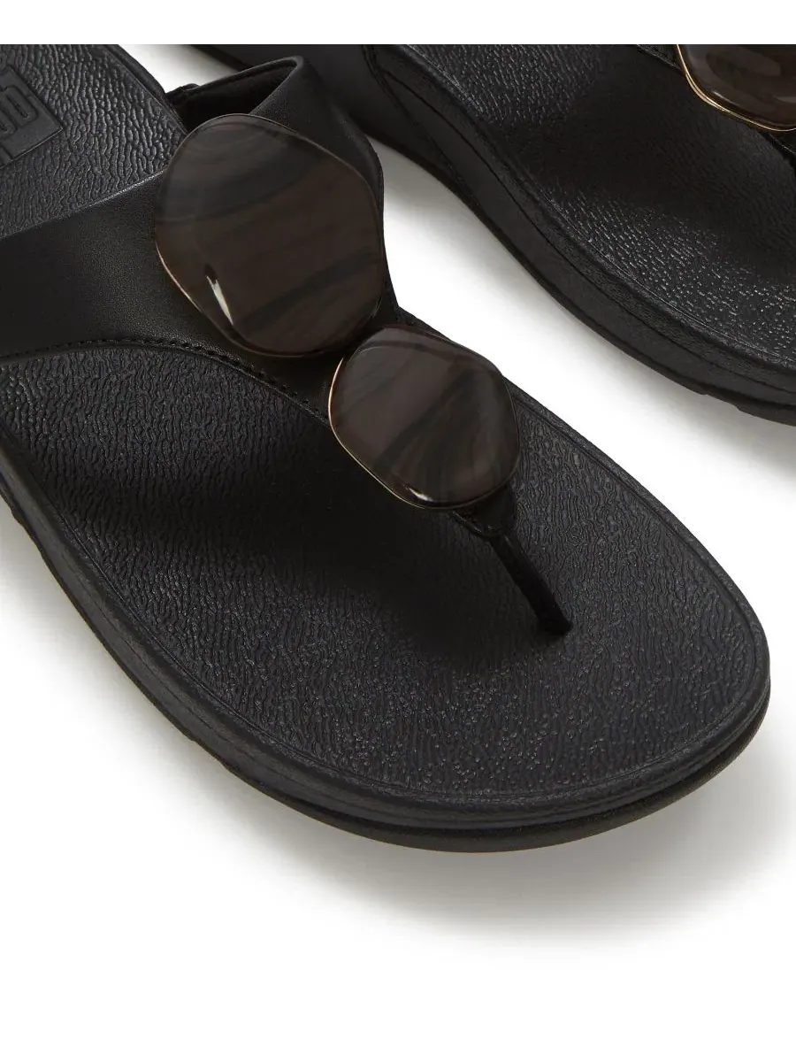 Сандалии-клины Lulu Marbled-Stone с отделкой из камня FitFlop — изображение 5 из 6, черный