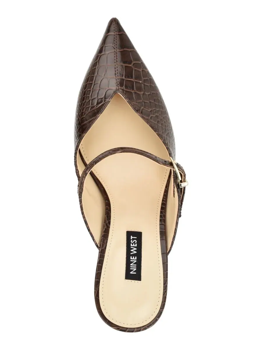 Туфли-мюли на каблуке с ремешком Mary Jane Nine West — изображение 4 из 5, коричневый