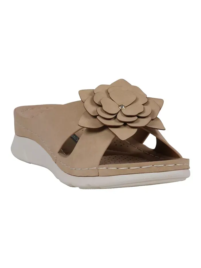 Женские удобные сандалии Claire Flower Rosette GC Shoes — изображение 1 из 5, бежевый