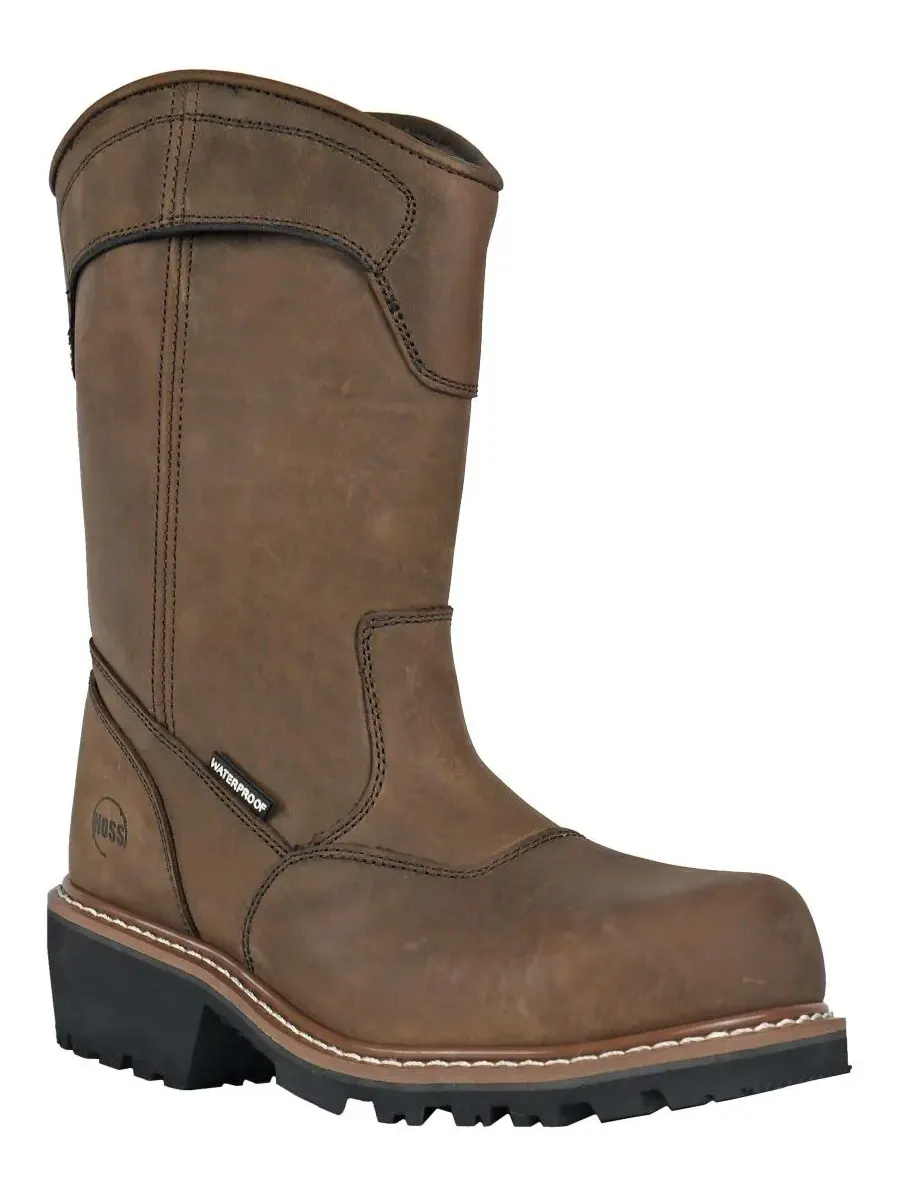 Мужские рабочие ботинки Buford Logger Pull On с композитным носком Hoss Boot Company — изображение 1 из 6, коричневый