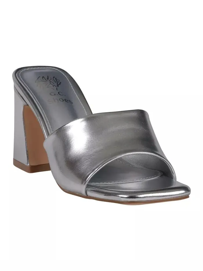 Женские босоножки Soho Square Toe на каблуке-блочке GC Shoes — изображение 1 из 9, серебряный