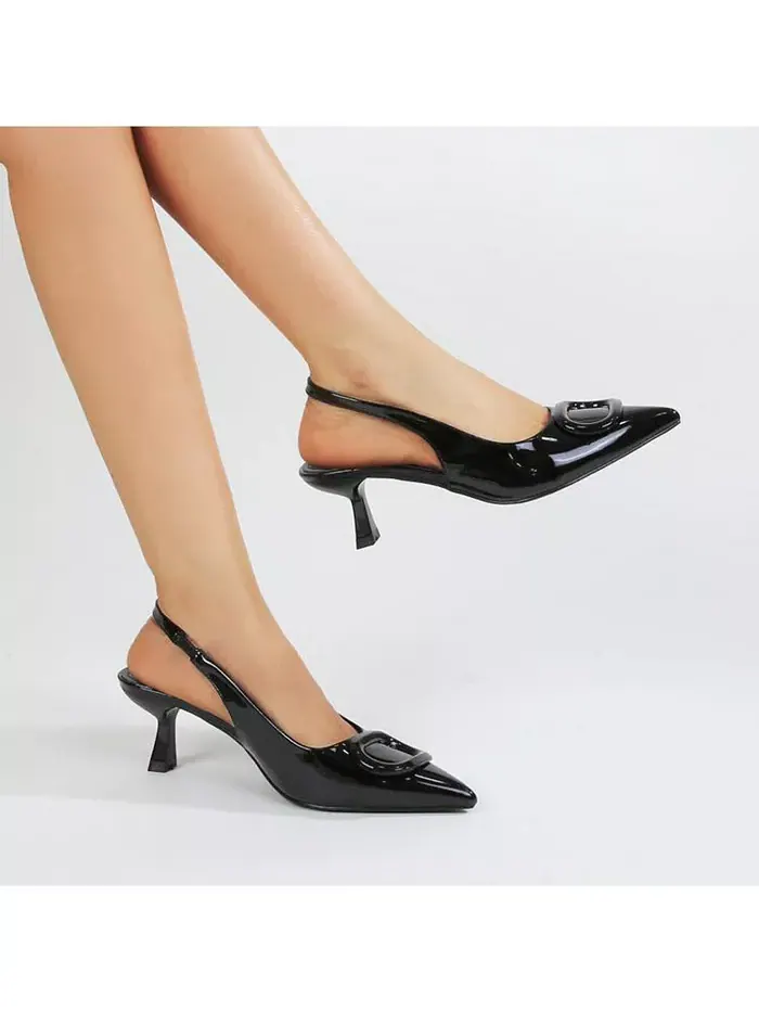 Туфли-лодочки Promise с открытой пяткой и каблуком KittenHeel Berness — изображение 3 из 3, черный