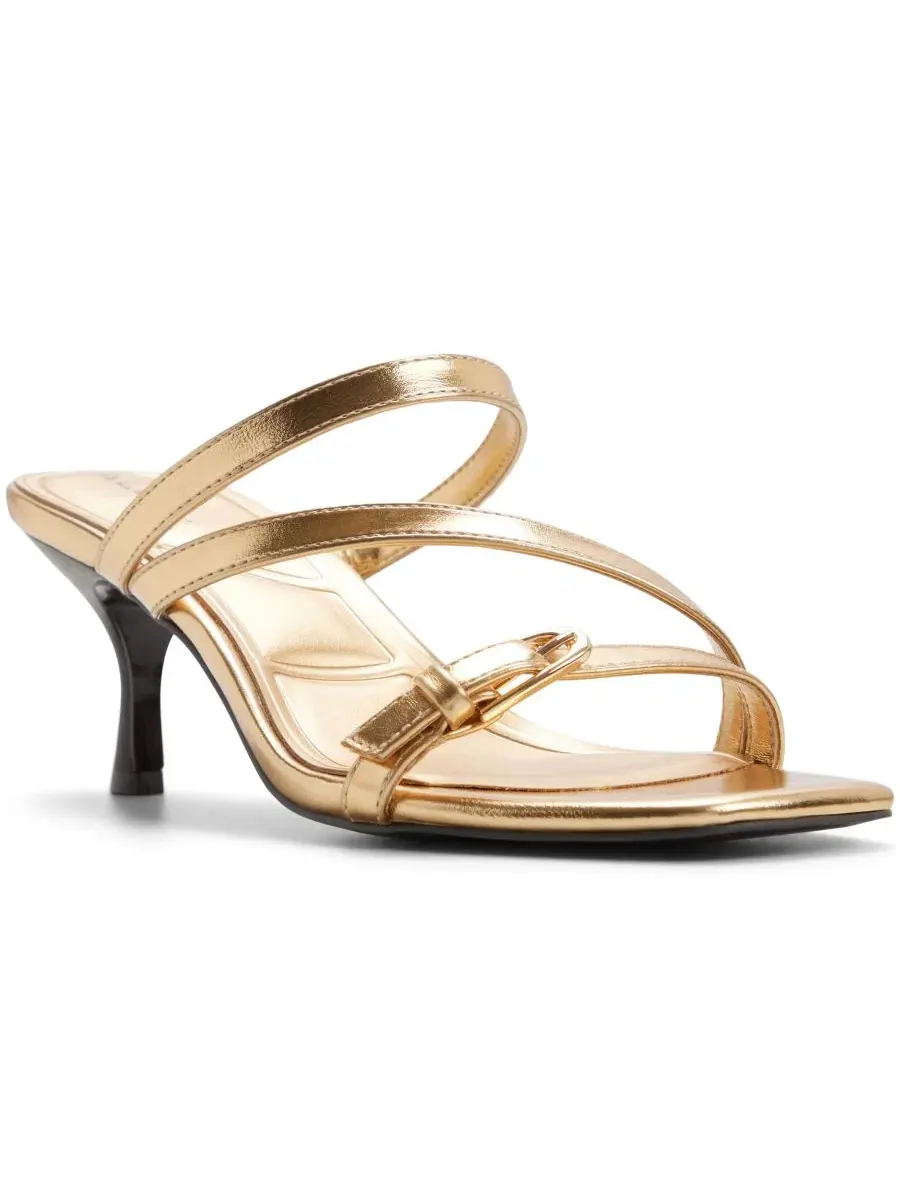 Женские босоножки на каблуке Cityverse Strappy Square Toe ALDO — изображение 1 из 5, золотистый металлик