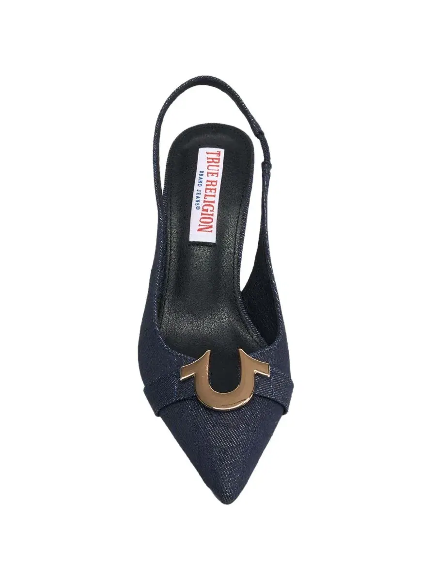Туфли-слингбэки с острым носком и логотипом Muni Metal Horseshoe True Religion — изображение 4 из 6, темный джинсовый синий