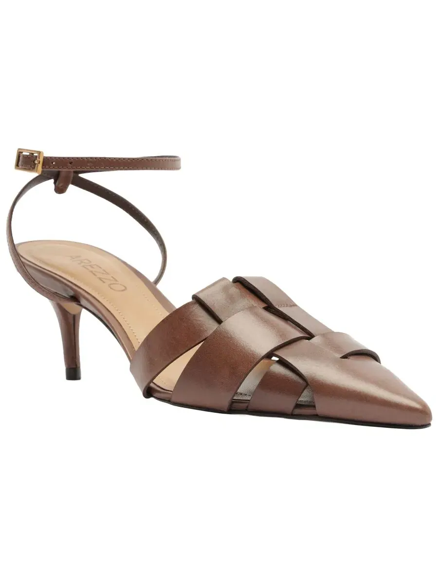 Туфли-лодочки Marissa Low Stiletto на низком каблуке Arezzo — изображение 1 из 5, какао