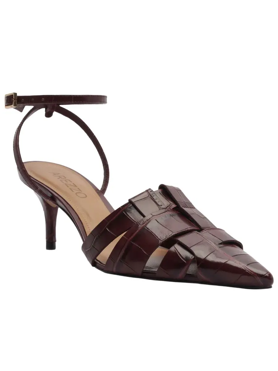 Туфли-лодочки Marissa Low Stiletto с острым носком и ремешком на щиколотке Arezzo — изображение 1 из 5, красный