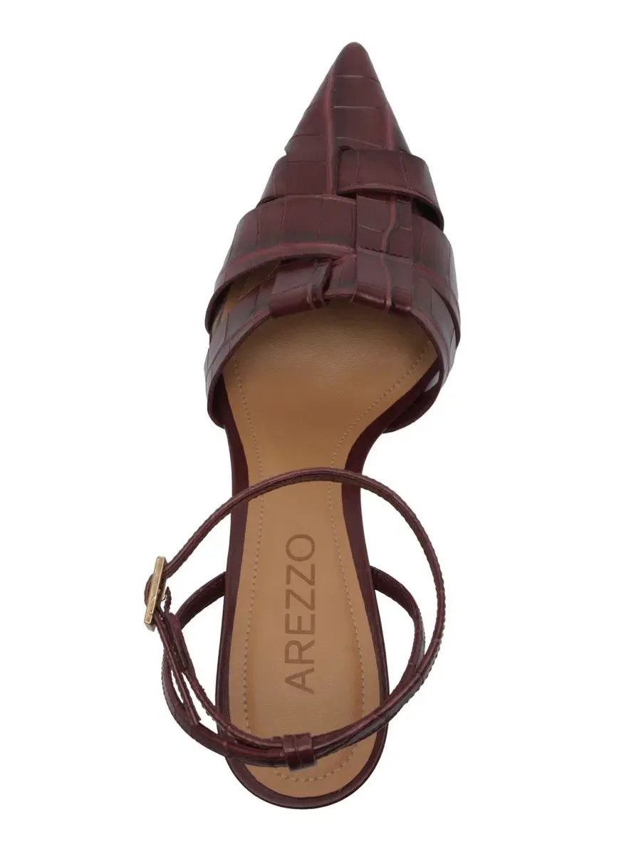 Туфли-лодочки Marissa Low Stiletto с острым носком и ремешком на щиколотке Arezzo — изображение 4 из 5, красный