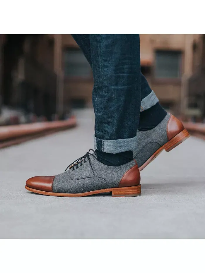 Мужские туфли Jack Handcrafted Leather, Velvet and Wool Taft — изображение 7 из 7, серый коричневый