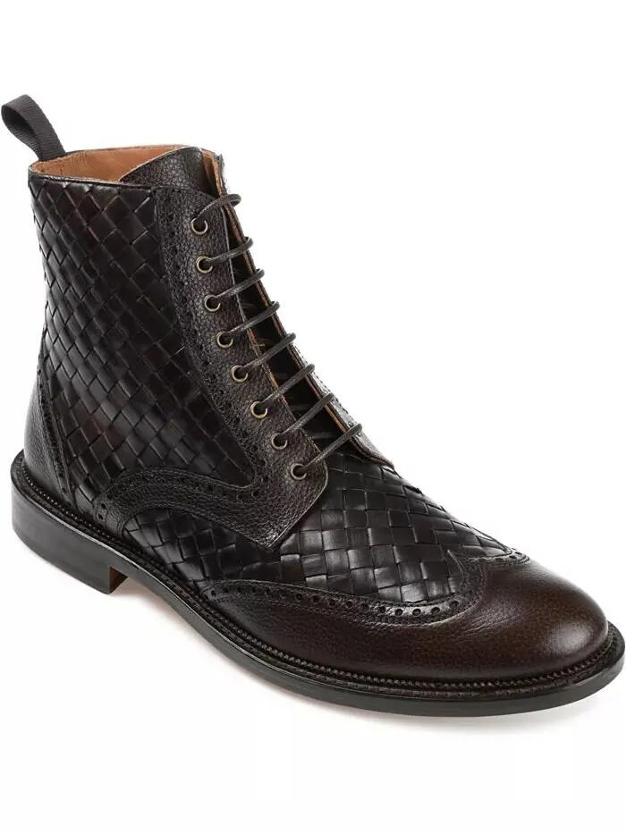 Мужские кожаные ботинки Saint Handwoven Wingtip Taft — изображение 1 из 6, эспрессо