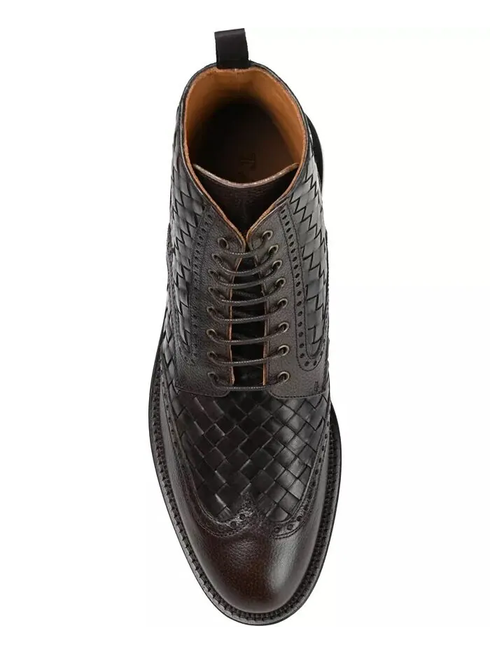 Мужские кожаные ботинки Saint Handwoven Wingtip Taft — изображение 4 из 6, эспрессо