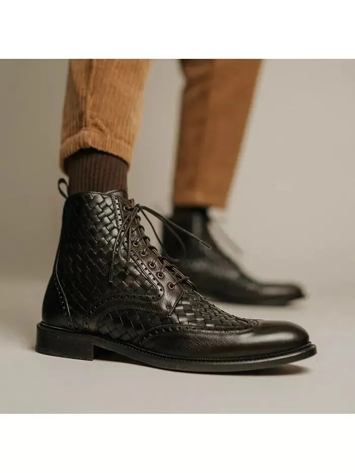Мужские кожаные ботинки Saint Handwoven Wingtip Taft — изображение 6 из 6, эспрессо