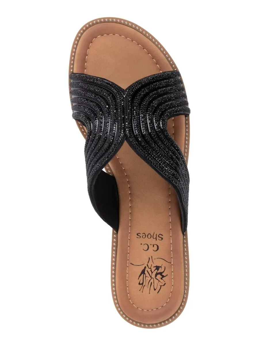 Женские сандалии-балетки Carline с декором GC Shoes — изображение 4 из 5, черный