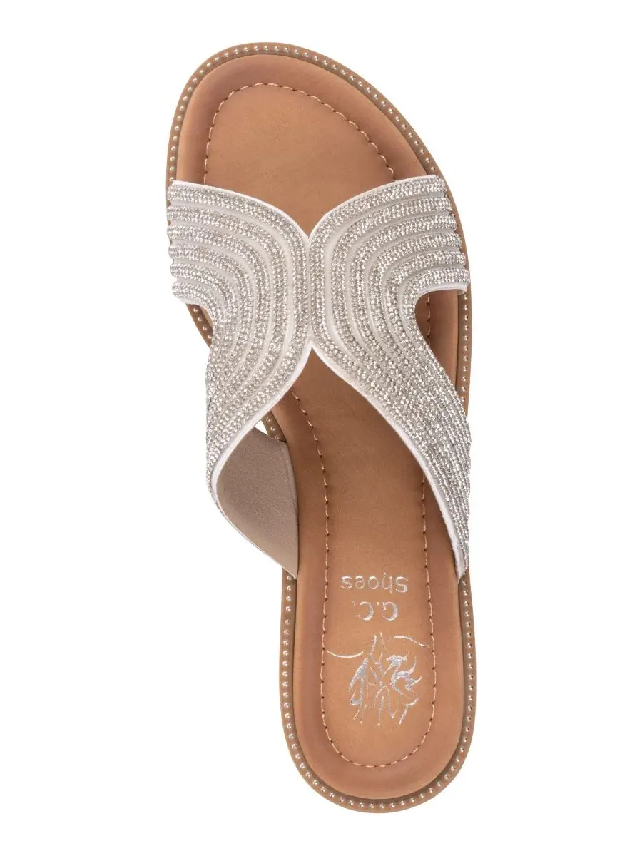 Женские сандалии-балетки Carline с декором GC Shoes — изображение 4 из 5, серебряный