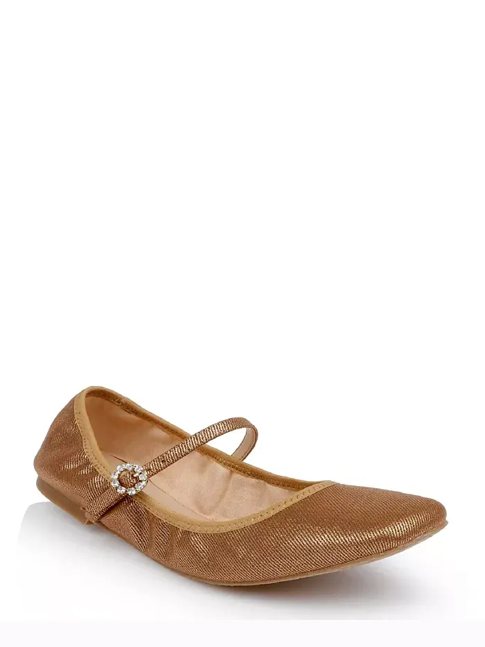 Вечерние балетки Kaya Ballerina Jewel Badgley Mischka — изображение 1 из 9, золотистый металлик