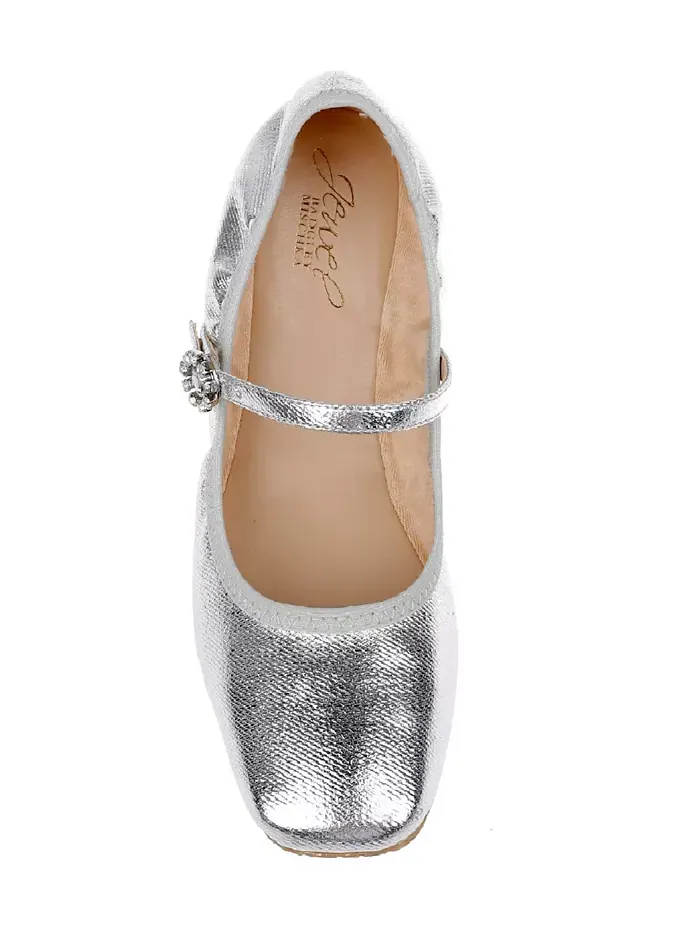Вечерние туфли Kaya Ballerina Jewel Badgley Mischka — изображение 4 из 9, серебряный