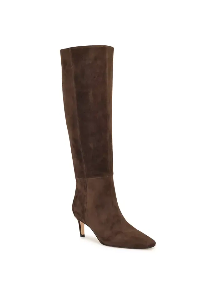 Женские сапоги Caddy с широким голенищем на низком каблуке Kitten Heel Nine West — изображение 1 из 5, коричневый
