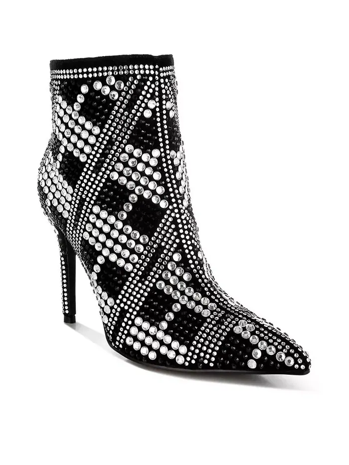 Городские ботфорты на шпильке с кристаллами Urbanite Rhinestones Studded London Rag — изображение 2 из 3, черный