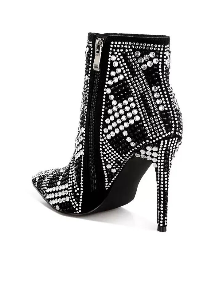 Городские ботфорты на шпильке с кристаллами Urbanite Rhinestones Studded London Rag — изображение 3 из 3, черный