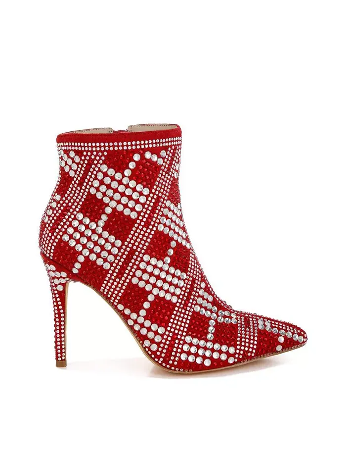 Городские ботфорты на шпильке с кристаллами Urbanite Rhinestones Studded London Rag — изображение 1 из 3, красный