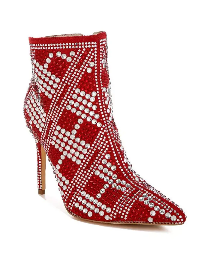 Городские ботфорты на шпильке с кристаллами Urbanite Rhinestones Studded London Rag — изображение 2 из 3, красный