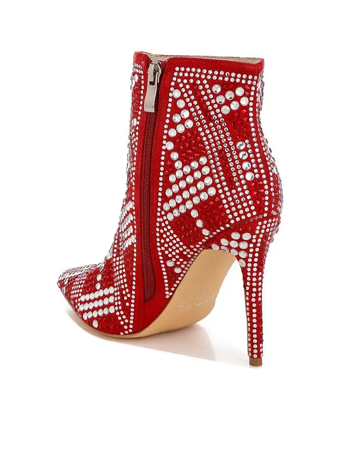 Городские ботфорты на шпильке с кристаллами Urbanite Rhinestones Studded London Rag — изображение 3 из 3, красный