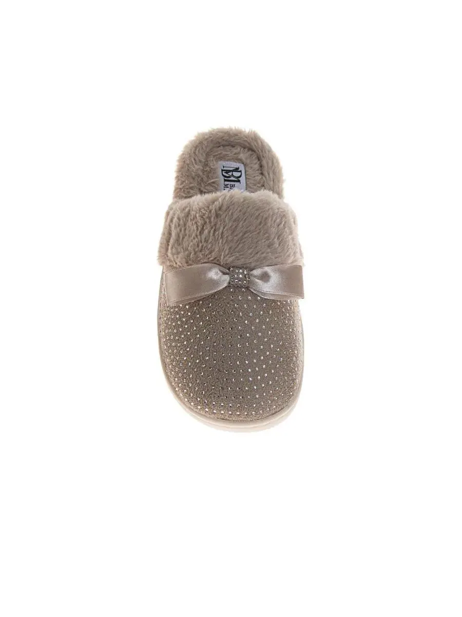 Женские тапочки с кристаллами Rhinestone Slippers Badgley Mischka — изображение 2 из 8, бежевый