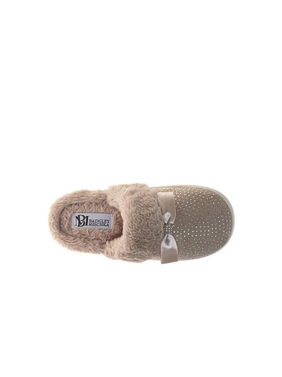 Женские тапочки с кристаллами Rhinestone Slippers Badgley Mischka — изображение 6 из 8, бежевый